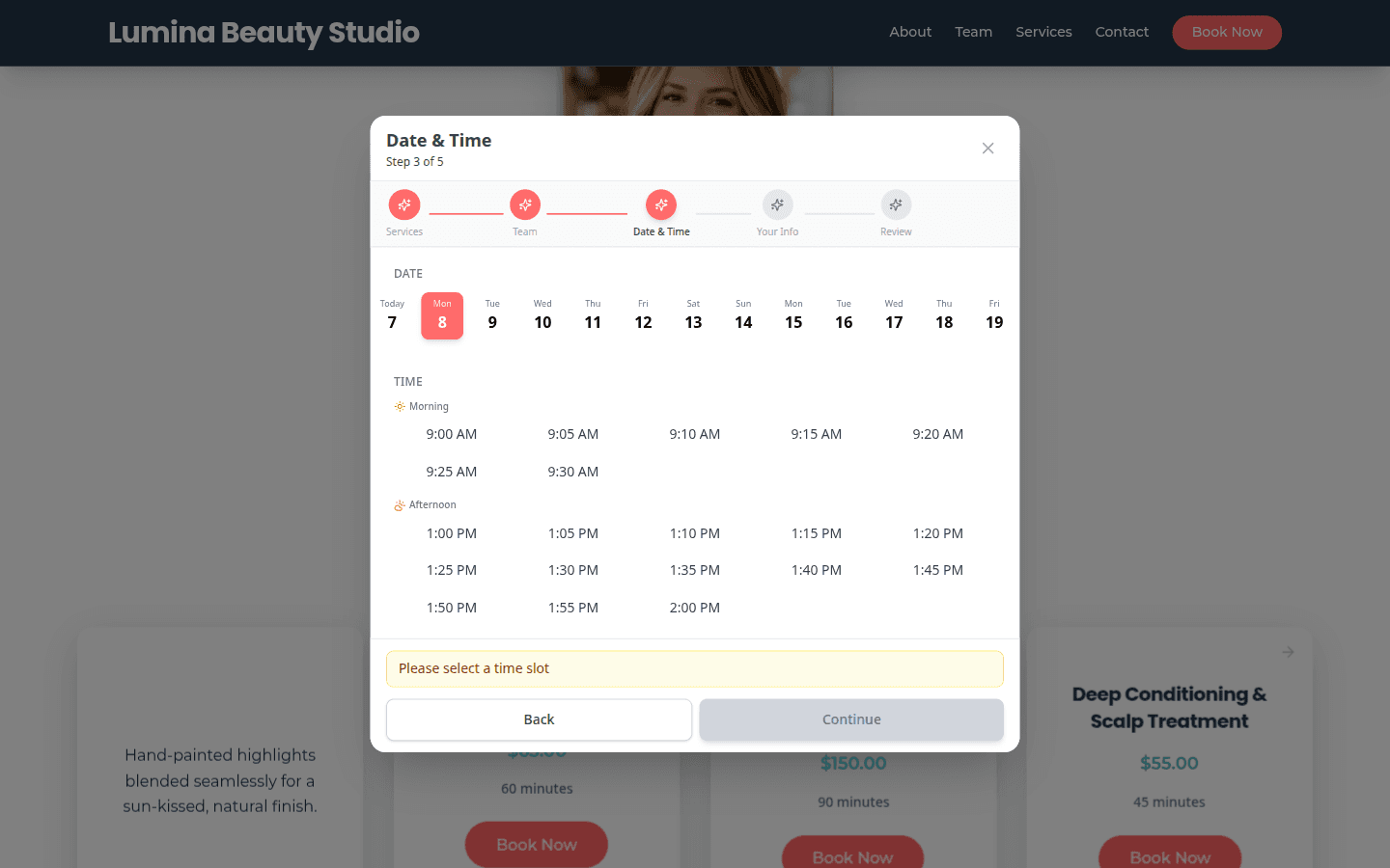 Lumina Beauty Studio — online booking page powered by Salon Studio